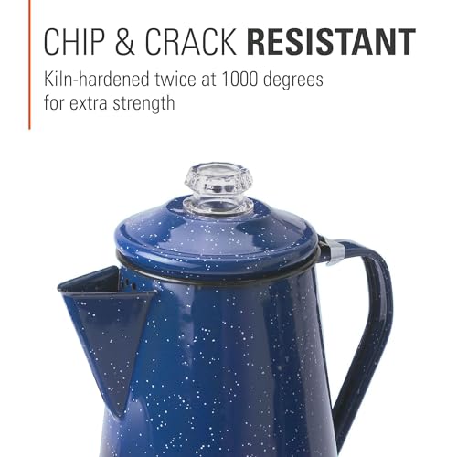 GSI Outdoors Percolator Coffee Pot | Enamelware Campfire Coffee Boiler Kettle for Outdoor Camping Cookware, Cabin, RV, Kitchen, Hunting & Backpacking