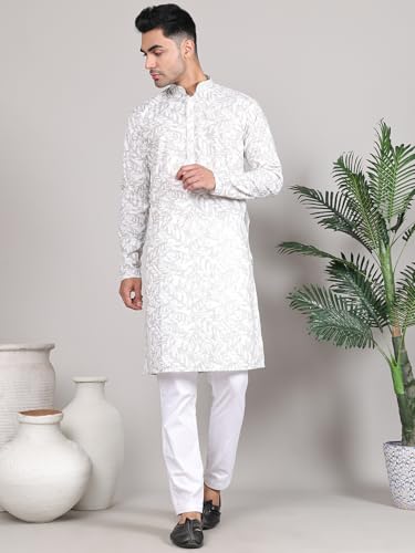 Image of Majestic Man Women's Cotton Regular Fit Casual Ethnic Motifs Printed Mandarin Collar Long Kurta