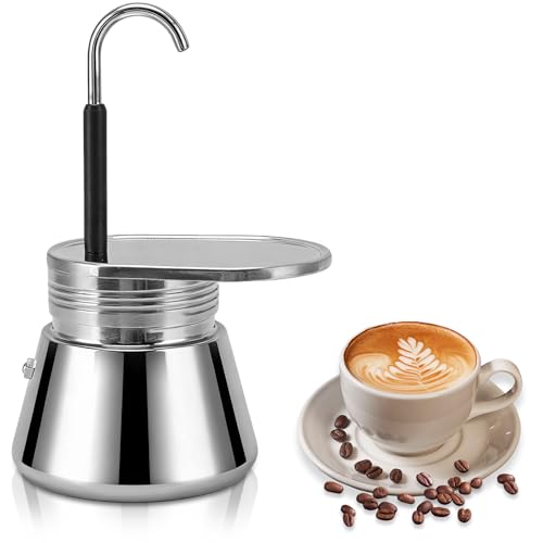 Caffettiera Moka in Acciaio Inossidabile, Caffettiera Moka con Beccuccio Singolo, Caffettiera di Tipo Italiano Caffettiera Portatile Fai-da-Te Per Il Campeggio Domestico, Grande Capacità Fai-da-te