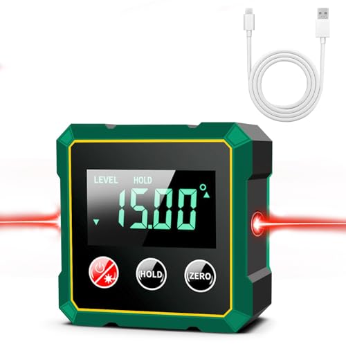 Vibbang Digitaler Winkelmesser mit LCD Display, Winkelsucher Inklinometer, Magnetischer Digitaler Winkelsucher mit Elektronischem Laser, für Holzarbeiten, Bau, Dekoration, DIY