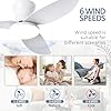 Ventilateur De Plafond Silencieux Avec Lumiere Et Telecommande, Lustre Avec Ventilateur 3 Pales, Dimmable, DC Motor, 6 Vitesses, Ventilo Plafond Moderne LED Pour Salon, Bureau, Chambre-White|100CM