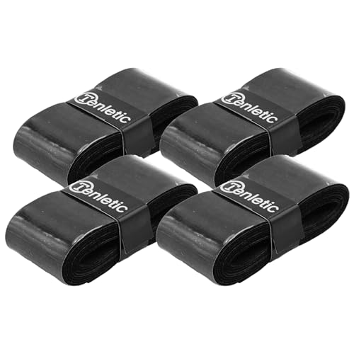 Tenletic Tacky Racket Overgrip Tape - 0.60 mm thickness - Anti Slip Tacky Overgrip Tape for Tennis, Squash, Badminton and Other Racquet Sports (4-Pack Black)
