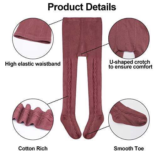 5 Pack Baby Girls Tights Cable Knit Leggings Stockings Pants Cotton Pantyhose Toddlers 1-8T2