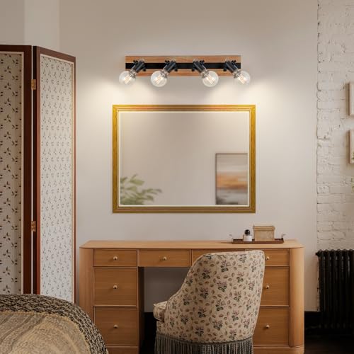 SEEBLE 4-Light Rectangular Flush Mount Ceiling Light, Linear Wood Track Lighting with Adjustable Spotlights, Farmhouse Kitchen Ceiling Light for Dining Room Hallway Bathroom by SEEBLEN - Used condition - Image 9