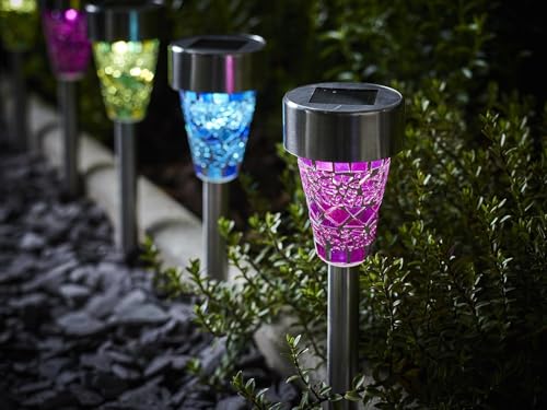 Solarize® 6 Pack Mosaic Shade Solar Garden Stake Lights, Border Pathway Decorative Landscape Lighting Border Patio