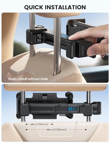 Image of Lamicall Car Headrest Tablet Holder, Lockable, Thick Case Friendly