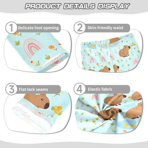 Capybara with Duck on Rainbow Girls Leggings Athletic Pants Tights Stretch Bottom3