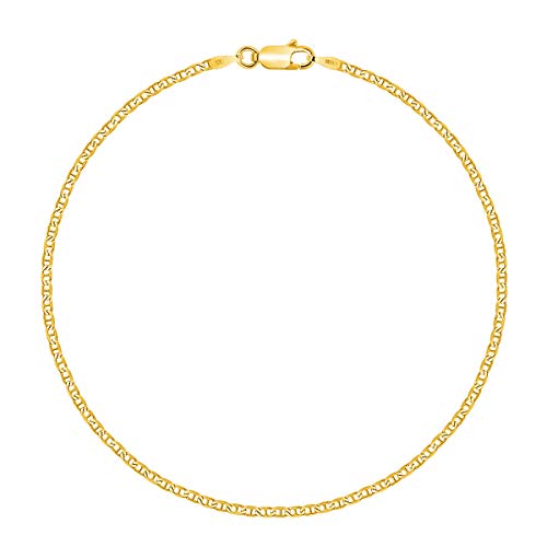 PLANETYS - Bracelet Maille Marine Argent 925/1000 Plaqué Or jaune 18 Carats Largeur 1.8 mm Longueur: 21 cm