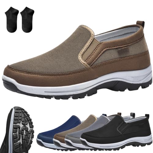 Auguscare Shoes Men,Men's Arch Support Slip On Canvas Loafers,Outdoor Casual Walking Boat Sneakers - Main Image