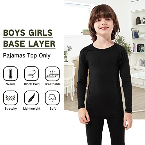 Century Star Boys Compression Shirt Leggings Sets Long Sleeve Kids Base Layer Girls Athletic Football Undershirt Black Line Top Large #TOP3