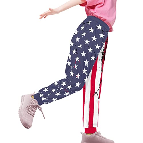 4-15T Girls Pants, Kids Funny Joggers Sports Sweatpants with Elastic Waist and Side Pocket4