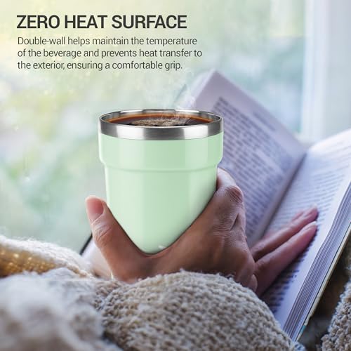 Image of MILTON Cool Touch Deccan Coffee Mug 350 Double Walled 330 ml Inner Stainless Steel Tea Mug with Lid, Coffee Mug Travel Tea Cup, Black Coffee, Tea Cup Single, Aqua Green