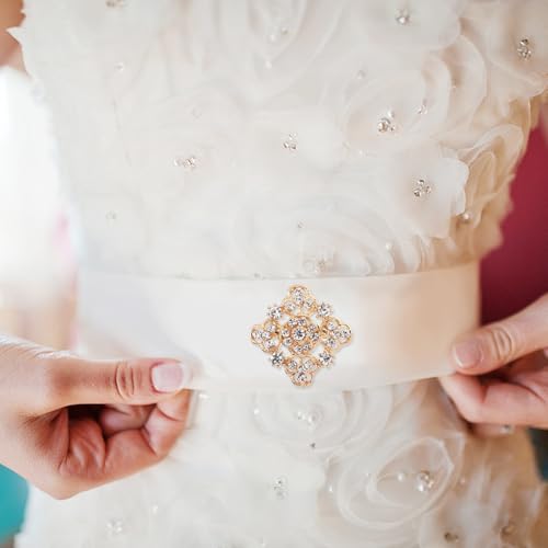 Broches de mariage en cristal doré pour accessoire de robe - 5