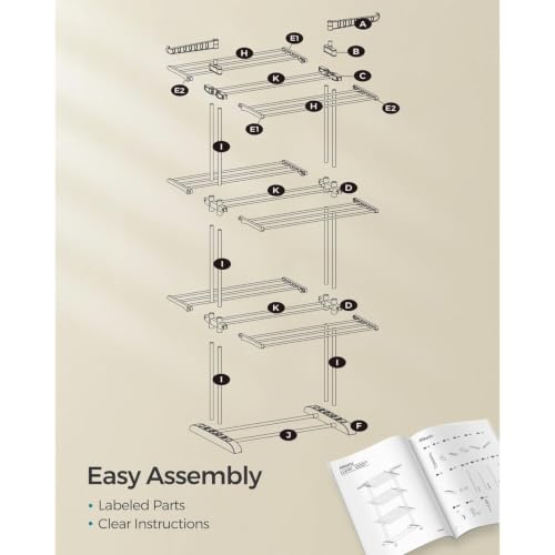 Image of Foldable Cloth Drying Stand 3-Tier with 1 Year Warranty | Steel Clothes Dryer Rack with Wheels | Rust-Resistant | Dual Braked Casters | Indoor Balcony Bedroom Use | Cloth Dryer Stand for Home