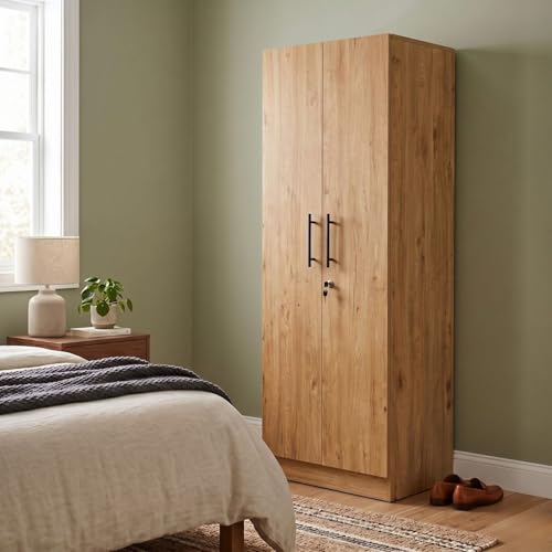 Image of FFO 2 Door Wardrobe | Multi-Purpose Wardrobe Organizer with Shelves | Engineered Wood Cupboard for Living Room, Bedroom & Office | Modern Sideboard Storage Unit Milok DIY.