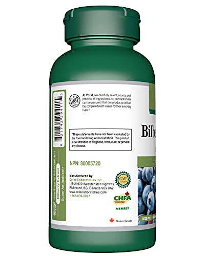 Vorst Bilberry Extract 8000Mg 90 Capsules Beta-Carotene 1.5 Mg (5000 Iu) Vitamin A 90 Capsules | Supports Vision & Immune System Health | Potent Antioxidant | #TOP6