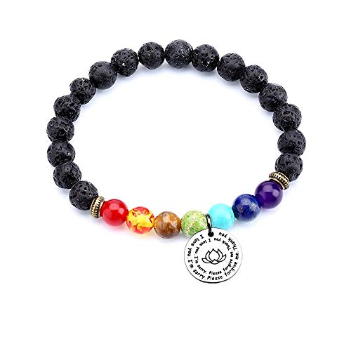7 Chakra Ho'oponopono Prayer Bracelet I'm Sorry Please Forgive Me Thank You I Love You Yoga Gift