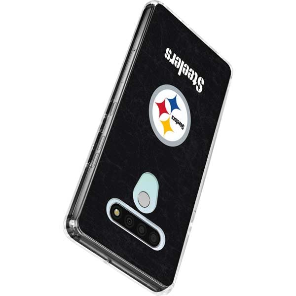 Skinit Clear Phone Case Compatible with LG Stylo 6 - Officially Licensed NFL Pittsburgh Steelers Distressed Design