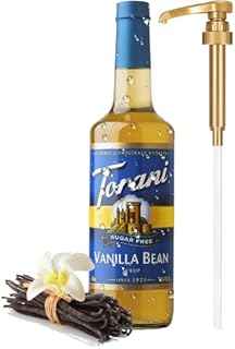 Torani Sugar Free Vanilla Bean Syrup with Little Squirt Syrup Pump, Glass Bottle 750ml 25.4 Ounces