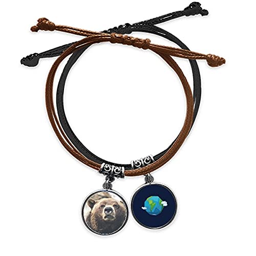 Pulsera de oso pulsera cuerda mano cadena cuero tierra animales salvajes terrestres