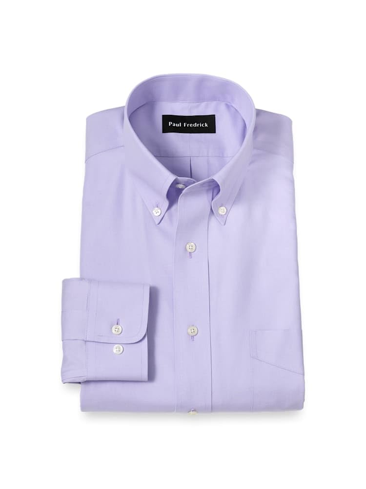 Paul Fredrick Mens Non-Iron 2-Ply Cotton Button Down Collar Dress Shirt