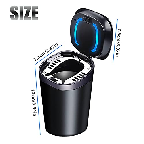 Car Ashtray With Lid Smell Proof, Smokeless Ashtray, Mini Car Trash Can, Detachable Stainless Steel Ash Tray With Lid And Led Blue Light. #TOP1