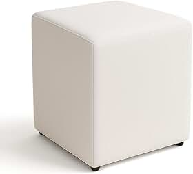 Puff Banqueta Quadrado Cubo Assento Decoração Conforto Eventos Comodidade Sala Quarto (Branco Corino)