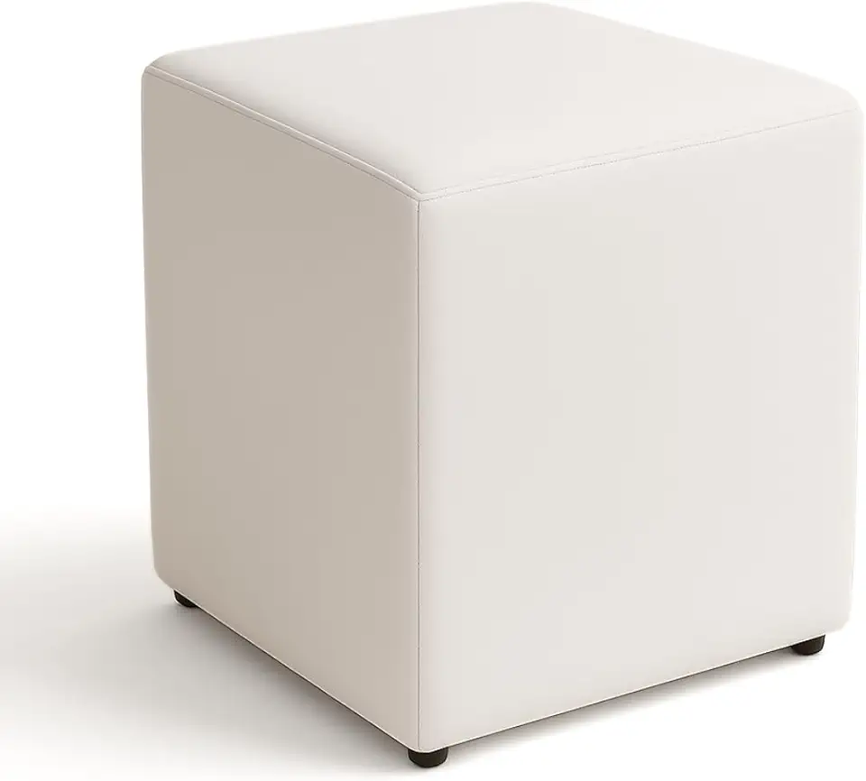 Puff Banqueta Quadrado Cubo Assento Decoração Conforto Eventos Comodidade Sala Quarto (Branco Corino)