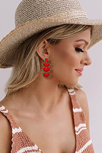 Beaded Dangle Earrings Handmade Bead Avocado Pineapple Watermelon Earrings Bohemia Statement Fruit Drop Earrings Summer Beach Jewelry Gifts3