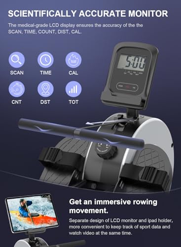 Neezee Rowing Machines, Rower Machines for Home Gym with Aluminum Rail, Water Rowing Machine with Tablet Stand, Water Resistance and LCD Display Rowing Machine - Image 4