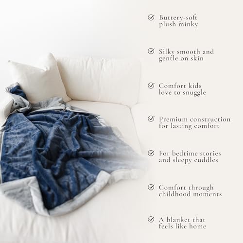 Image of Saranoni Luxury Lush Kids Blanket | Ultra-Soft & Cozy Plush Comfy Blankets for Kids & Teens | Navy /Gray - 40 inch x 60 inch