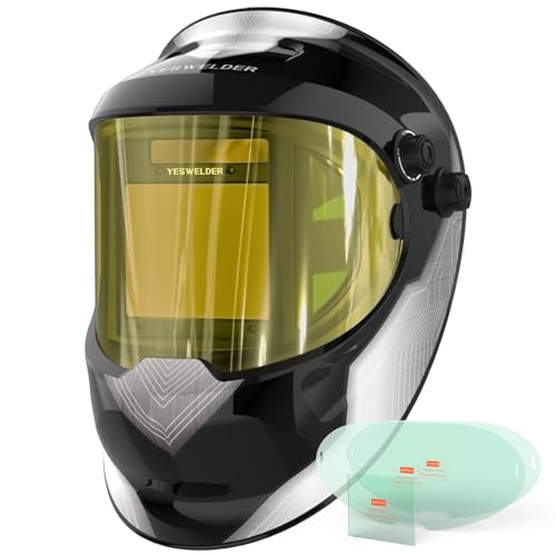 Image of YESWELDER Auto Darkening Welding Helmet with SIDE VIEW, 180 Panoramic View, 1 /1 /1 /1 True Color Solar Powered Welder Hood, Wide Shade 3 /5-9 /9-13 Welder Mask for TIG MIG ARC CUT and GRIND, LYG-Q800D