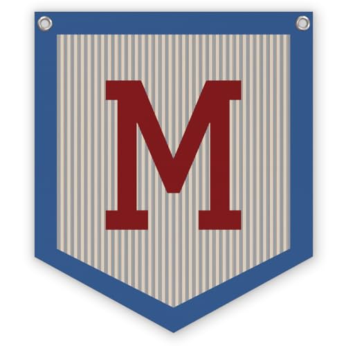 STHTTSW Toddler Boys Room Decor Name Pennant Flag, Personalized Baby Gifts,Vintage Baby Boy Nursery Wall Art,Baby Boy Gifts, Name Sign for Toddler Bedroom Playroom Kidsroom,Letter M 12x14 in
