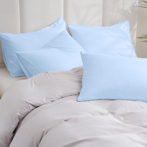 ZPECC Pillow Cases Standard Size Set of 12, 20x26 Envelope Closure Pillowcases, Soft Plain Brushed Microfiber Covers Hypoallergenic Breathable, Light Blue