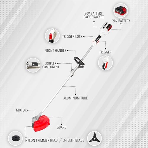 Image of IBELL BB20-30 Cordless Trimmer /Brush Cutter /Grass Cutter 20V BLDC Motor 6000 RPM,4.0Ah Battery & Fast Charger,Blade & Trimmer Head,for Garden, Lawn, Yard,Lightweight Tool- 6 Months Warranty
