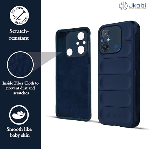 Image of Jkobi Back Cover Case for Xiaomi Redmi 12C (Matte Liquid Silicone | Micro-Fiber Cloth Inside | Camera Protection | Shockproof | Blue)
