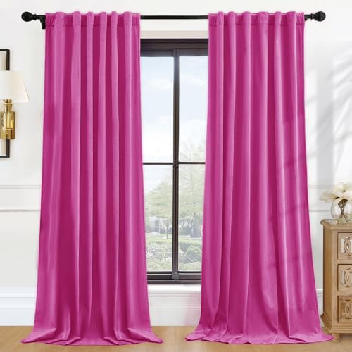 P Pothuiny Hot Pink Blackout Velvet Curtains 84 Inches Long 2 Panels