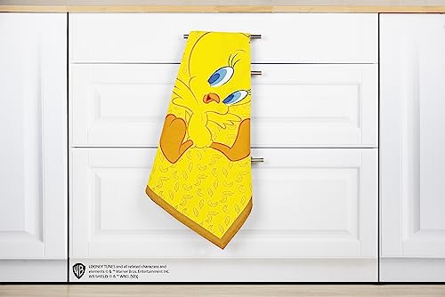 Excelsa Tweety Kitchen Towel 100% Cotton 70 x 50 cm with Hole, Front Decoration Tweety, Back White and Yellow Border, Cm. 70 x 50 - Image 4