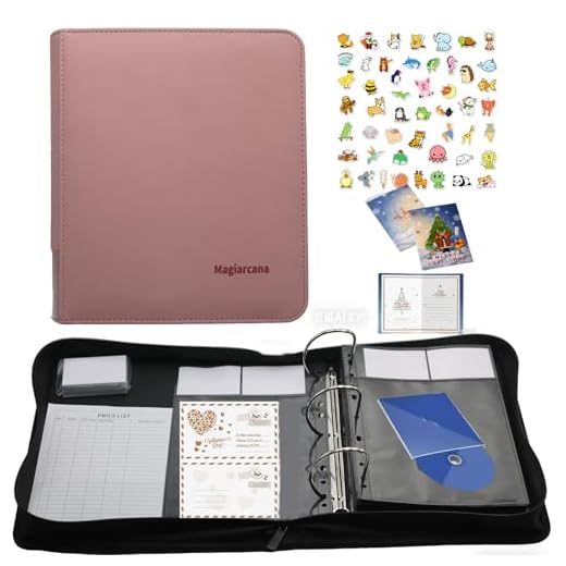 Magiarcana sale Card Display Album,100 pockets and 100 label papers,Used for retail,craft fairs trade shows sell holiday greeting card,postcard,photo,sticker,finished paintings,CD disc (pink)
