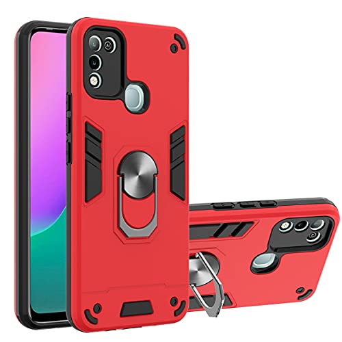 Infinix Hot 10 Play Case, Gift_Source 2 in 1 Dual Layer Shockproof Protective Case Hybrid Hard PC and Soft TPU Silicone Cover Slim Shell with Metal Ring Kickstand for Infinix Hot 10 Play 6.82