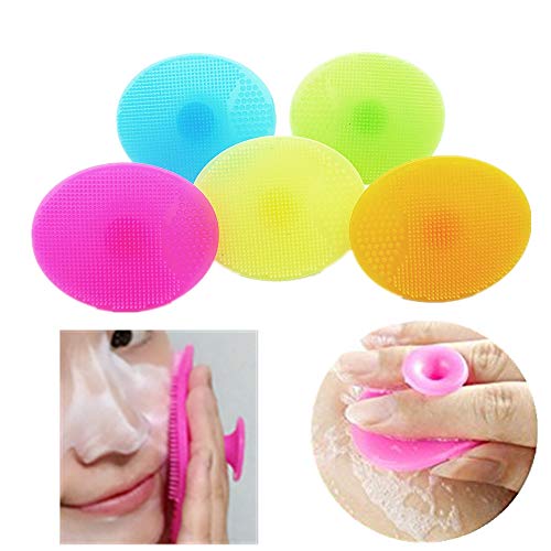 Ergonflow Facial Cleansing Brush,Soft Silicone Face Scrubber,Manual Facial Exfoliation Scrub for Massage Pore Cleansing and Exfoliating (5 Pack)