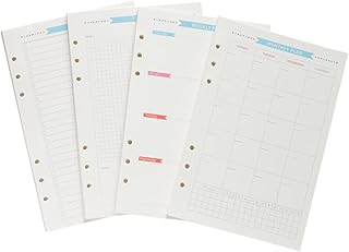 WATIIFUFU 1 conjunto de refil de papel a5 com 6 recargas de argolas, refil de papel pautado, papel de enchimento amplo, agenda a5 inserções de caderno a5, papel de folha solta para papel A6 para caderno de mão de viagem A6