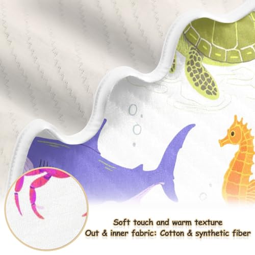 Custom Bright Color Underwater Animal Whale Jellyfish Toddler Blanket Breathable Customize Bunny Blanket for Newborns, Infants, & Toddlers 30x40in Mantas de muselina para2