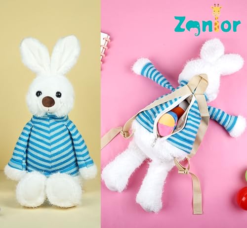Image of 3-in-1 Bunny Plush Backpack for Kids - Play, Store, Carry Soft Toy Bag - Interactive Toddler Daypack for Travel & School