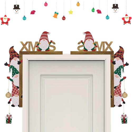2 Stk Mizhll Holz Santa Weihnachten Tür Ecke Dekor, Weihnachtsdeko...