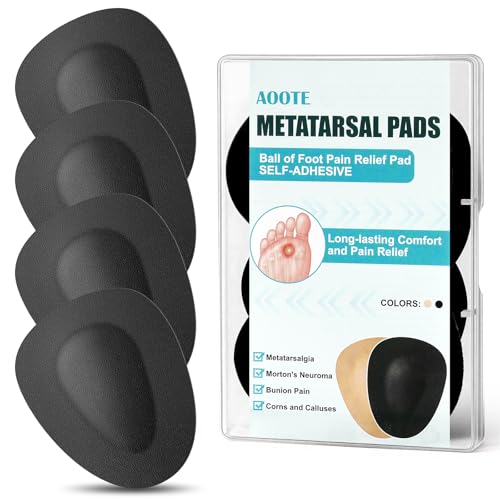 AOOTE Almohadillas metatarsianas para mujer,2 Pares Almohadilla metatarsal almohadillas oval amortiguadores，Almohadilla para Dolor en la Bola del Pie para el metatarso, para callos, ampollas,L