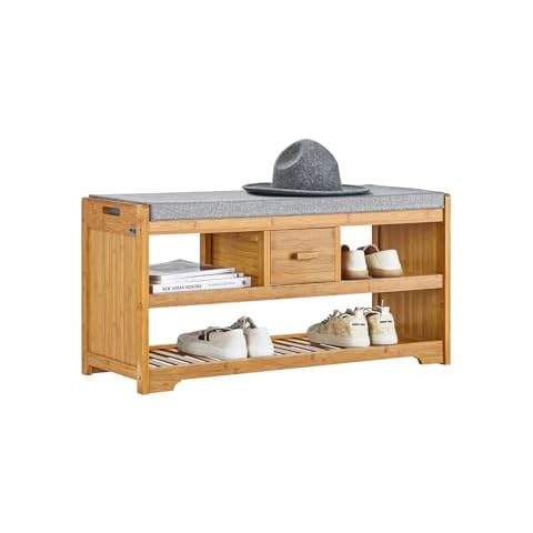 SoBuy® FSR75-N Bamboo Shoe Rack with Cushion Cover