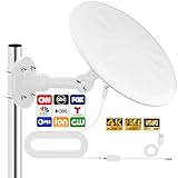 Omni Directional TV Antenna Outdoor, Outdoor Antenna for Smart TV, 720° Long Range Reception Digital HD Signal, with Super Signal Booster, for Attic/Camping/RV/Boat, 2025 Latest (White, Big)