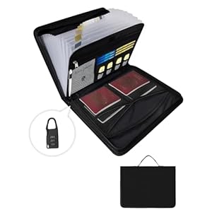 Fireproof Important Document Organizer Folio – Accordion File Organizer, 13 Pocket Expanding File Folder with Labels,Safe Holder and Organizer for Birth Certificate,Paper,Receipt,Bill,etc.