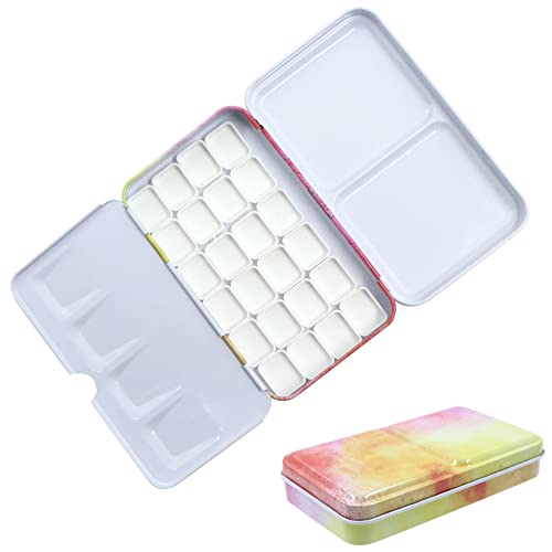 Boîte à Aquarelle Vide Peinture - Palette en Métal avec 24 Demi-Plateaux pour Peintures L'aquarelle, Aquarelle, d'art, Pliable, Ensemble D'aquarelle De Voyage étudiant, 12x7x2cm Cover